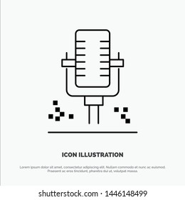 Mic, Microphone, Professional, Recording Line Icon Vector