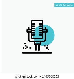 Mic, Microphone, Professional, Recording turquoise highlight circle point Vector icon. Vector Icon Template background