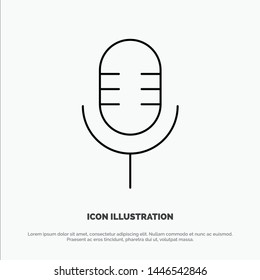 Mic, Microphone, Sound, Show Line Icon Vector