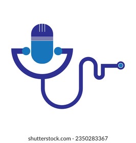 Mic Microphone stethoscope para el vector de diseño del logotipo de podcast médico