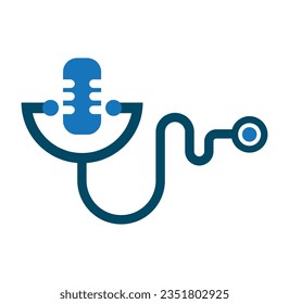 Mic Microphone stethoscope para el vector de diseño del logotipo de podcast médico