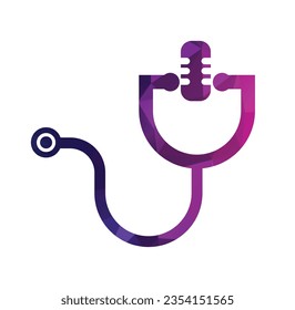 Mic Microphone stethoscope para el vector de diseño del logotipo de podcast médico