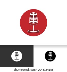 Ilustración vectorial de micrófono. Elemento de diseño para el logotipo de podcast o karaoke, etiqueta, emblema, signo, símbolo