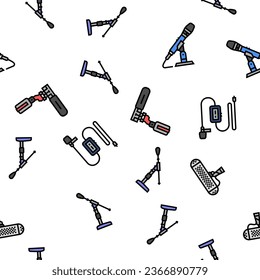 Mikrofon-Stimme podcast Vektor Nahtlose Muster Thin Line Illustration