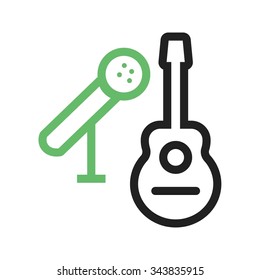 Mic, music, guitar icon vector image. Can also be used for party. Suitable for web apps, mobile apps and print media.