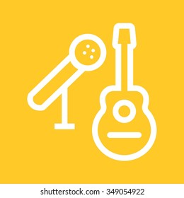 Mic, music, guitar icon vector image. Can also be used for party. Suitable for web apps, mobile apps and print media.