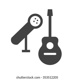 Mic, music, guitar icon vector image. Can also be used for party. Suitable for web apps, mobile apps and print media.