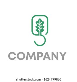 mic oak leaf logo design vector template sign