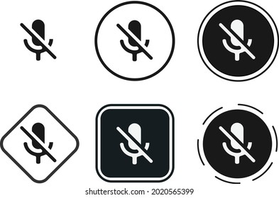 conjunto de iconos de micrófono desactivado. Colección de logotipo de esquema negro de alta calidad para diseño de sitios web y aplicaciones de modo oscuro móvil. Ilustración del vector sobre fondo blanco