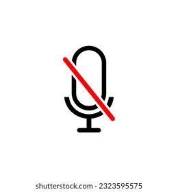 Mic off, Mute, Disable Microphone Vektorsymbol.