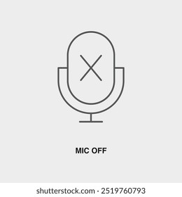 Icono o logotipo de la línea fina del micrófono. Símbolo o letrero en la línea aérea o tema del App de viajes. Ilustración de línea de Vector.