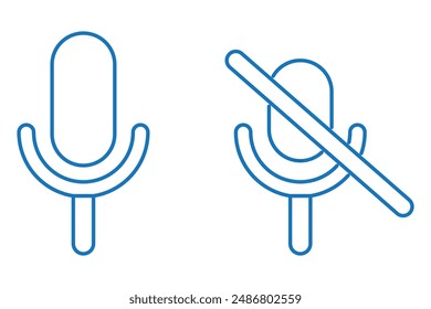Icono de encendido y apagado del micrófono establecido en color blanco y negro con sombras. Micrófono encendido y micrófono apagado en negro. Micrófono silenciar ícono - Vector Icono

