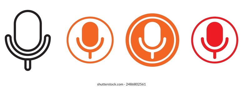 Das Symbol "Mikrofon ein" und "Mikrofon aus" wird in schwarzweißer Farbe mit Schatten gesetzt. Mikrofon ein und Mikrofon aus in Schwarz. Mikrofon-Stummschaltung-Symbol - Vektorgrafik-Symbol

