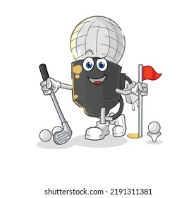 the mic playing golf vector. cartoon character