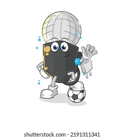 the mic playing soccer illustration. character vector
