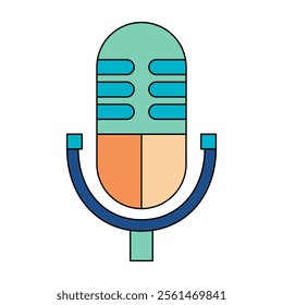 mic podcash logo broadcast icon sound wave voice technology. vektor illustration.