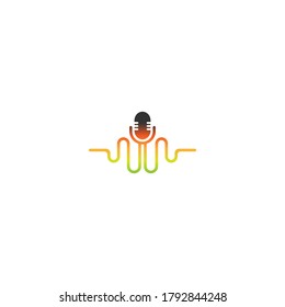 Mic, podcast combine with Sound wave design vector