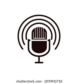 Mic podcast con design template vector isolated illustration