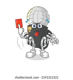 the mic referee with red card illustration. character vector