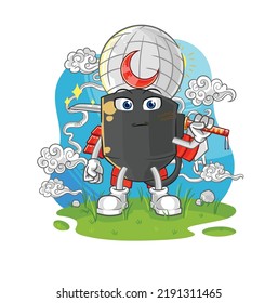der mikrobielle Samurai-Cartoon. Cartoon-Maskottvektor