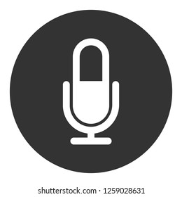 İllustration of Mic sign. Karaoke microphone icon. Mic vector icon. Microphone vector icon.  Broadcast mic sign. EPS 10 flat symbol. Round icon design