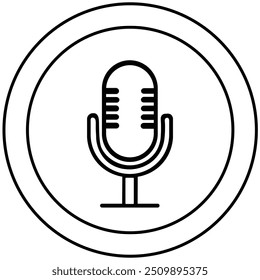 Mic Silhouette Vector Illustration White Background	
