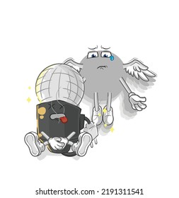 the mic spirit leaves the body mascot. cartoon vector