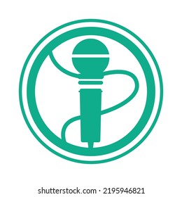 mic symbol icon with round, simple, flat.