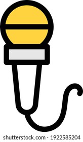 mic vector colour line icon