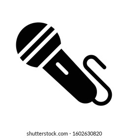 mic vector glyph flat icon  