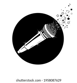 Mic vector icon. Cartoon vector icon isolated mic. Vector illustration