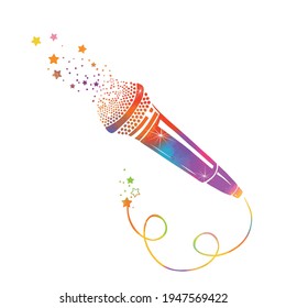 Mic vector icon. Cartoon Multicolored vector icon isolated on white background mic. Vector illustration