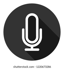 Mic vector icon. Microphone vector icon. Mic sign. Karaoke microphone icon. Broadcast mic sign. EPS 10 flat symbol. Round icon with shadow