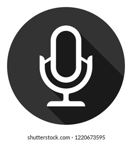 Mic vector icon. Microphone vector icon. Mic sign. Karaoke microphone icon. Broadcast mic sign. EPS 10 flat symbol. Round icon with shadow