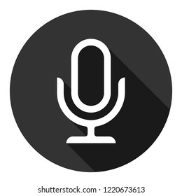Mic vector icon. Microphone vector icon. Mic sign. Karaoke microphone icon. Broadcast mic sign. EPS 10 flat symbol. Round icon with shadow