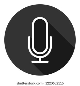 Mic vector icon. Microphone vector icon. Mic sign. Karaoke microphone icon. Broadcast mic sign. EPS 10 flat symbol. Round icon with shadow
