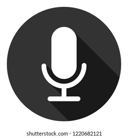 Mic vector icon. Microphone vector icon. Mic sign. Karaoke microphone icon. Broadcast mic sign. EPS 10 flat symbol. Round icon with shadow