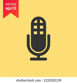 Mic vector icon. Microphone vector icon. Mic sign. Karaoke microphone icon. Broadcast mic sign. EPS 10 flat symbol.