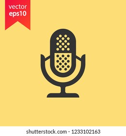 Mic vector icon. Microphone vector icon. Mic sign. Karaoke microphone icon. Broadcast mic sign. EPS 10 flat symbol.