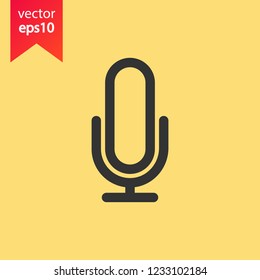 Mic vector icon. Microphone vector icon. Mic sign. Karaoke microphone icon. Broadcast mic sign. EPS 10 flat symbol.