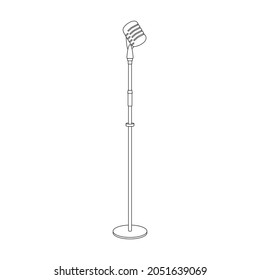 Mic vector icon.Outline vector icon isolated on white background mic.