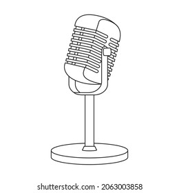 Mic vector icon.Outline vector icon isolated on white background mic.