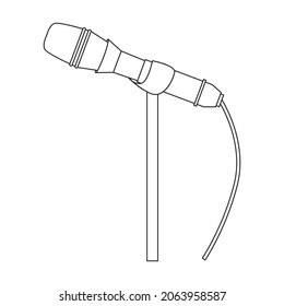 Mic vector icon.Outline vector icon isolated on white background mic.
