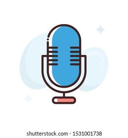 Mic vector illustration. Outline filled advertising and media icons.