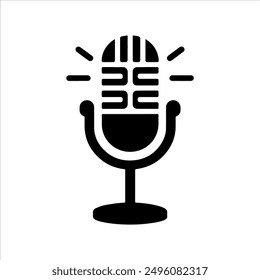 Mic vector silhouette on white background. Mic icon sign illustration design.