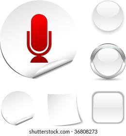 Icono de micrófono blanco. Ilustración vectorial.