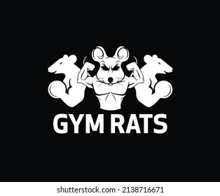 Mice  fitness and gym logo design. rats icon