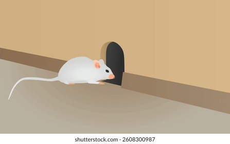 Mice goes to hole. vector