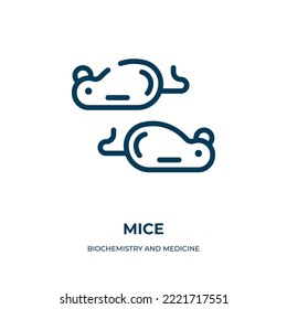 Icono de ratón. Ilustración lineal vectorial de la bioquímica y la recolección de medicinas para la salud. Esquema del vector de icono de ratón. Símbolo de línea delgada para uso en aplicaciones web y móviles, logotipo, medios impresos.