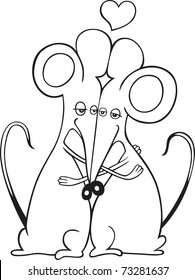 mice in love for coloring book